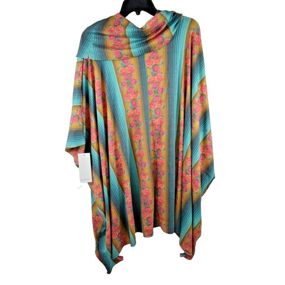 Crazy Train Womens Size One Size Plus Colorful Floral Pullover Poncho NWT - Picture 2 of 4
